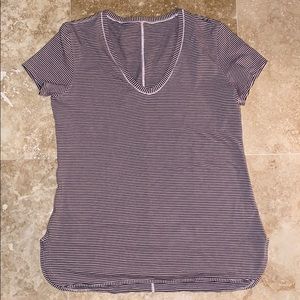 LULULEMON Light Pink and Black Striped Shirt